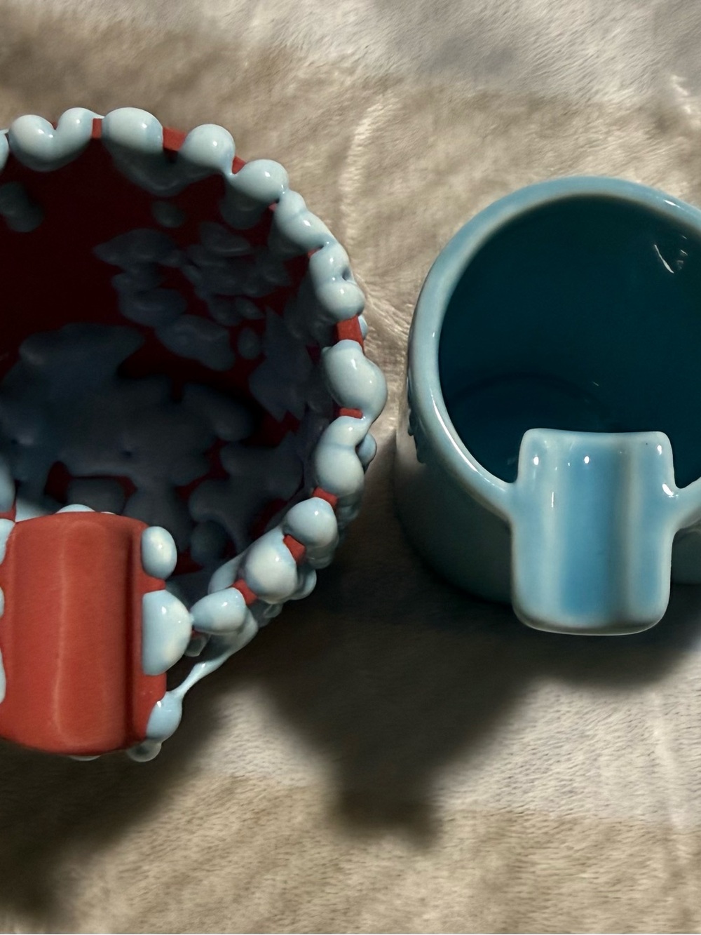 Hand-Glazed Ceramic Cups in Blue and Red - Artistic Home Accent/ HOUSEPLANT
